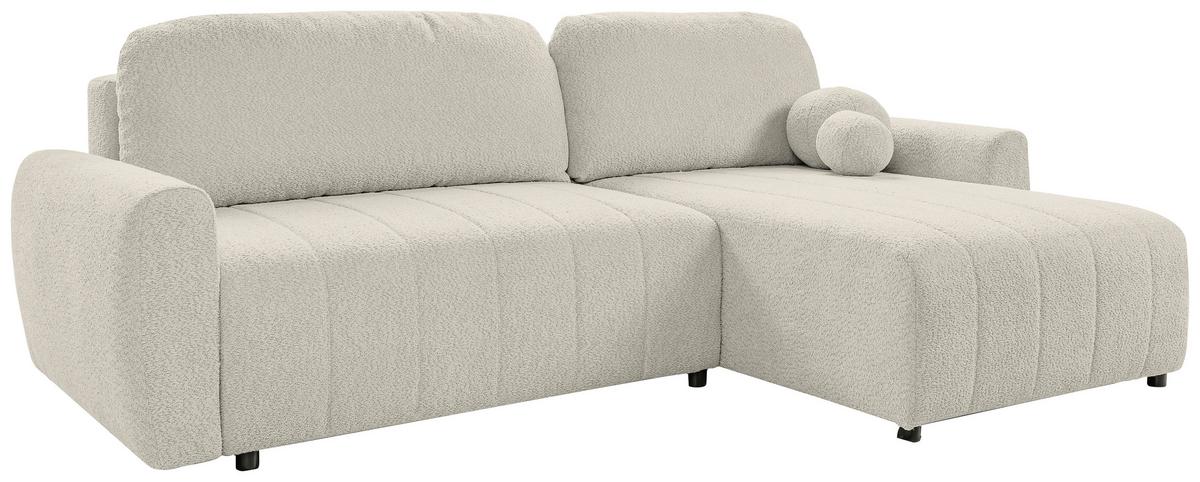 Ecksofa Luna New Boucle Beige, S: 260x161cm - Beige/Schwarz, Basics, Textil (260/161cm) - Livetastic