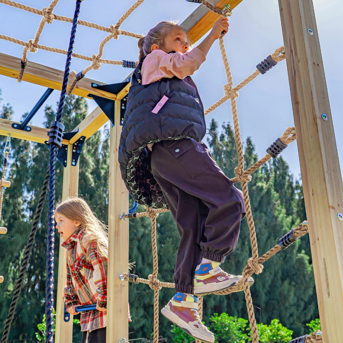 Klettergerüst mit Rutsche Rot - Blau/Rot, Basics, Holz/Kunststoff (522,5/196,2/205cm) - Ambia Garden