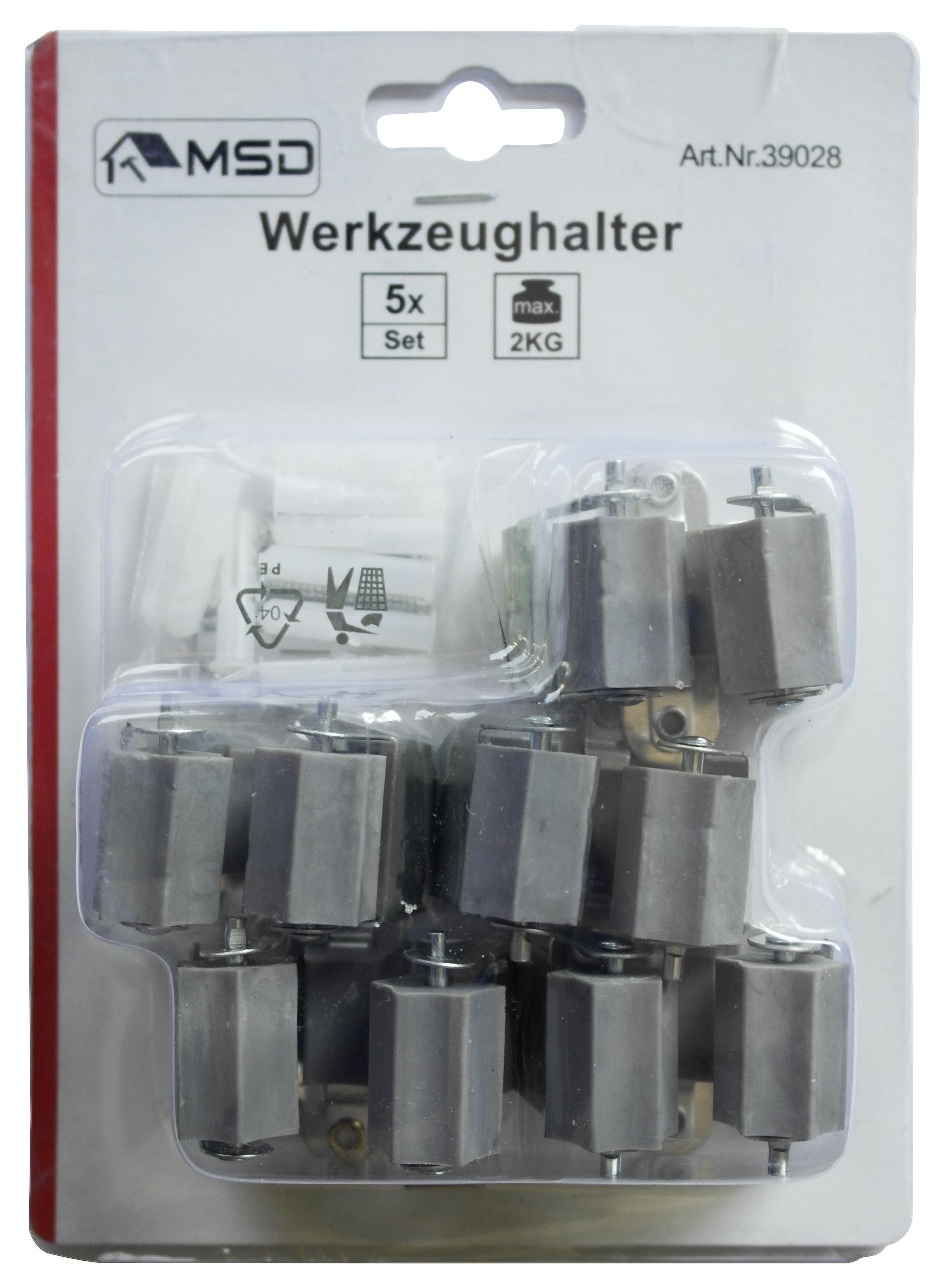 Gerätehalter Hugo Metall 5 Stk., Wandmontage - Silberfarben/Grau, Basics, Kunststoff/Metall