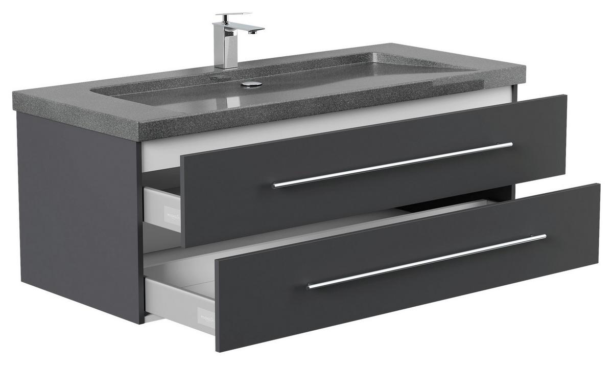 WASCHTISCHKOMBI Yamo, Graphitfarben B: 130cm - Graphitfarben, Basics, Holzwerkstoff/Stein (130cm) - MID.YOU
