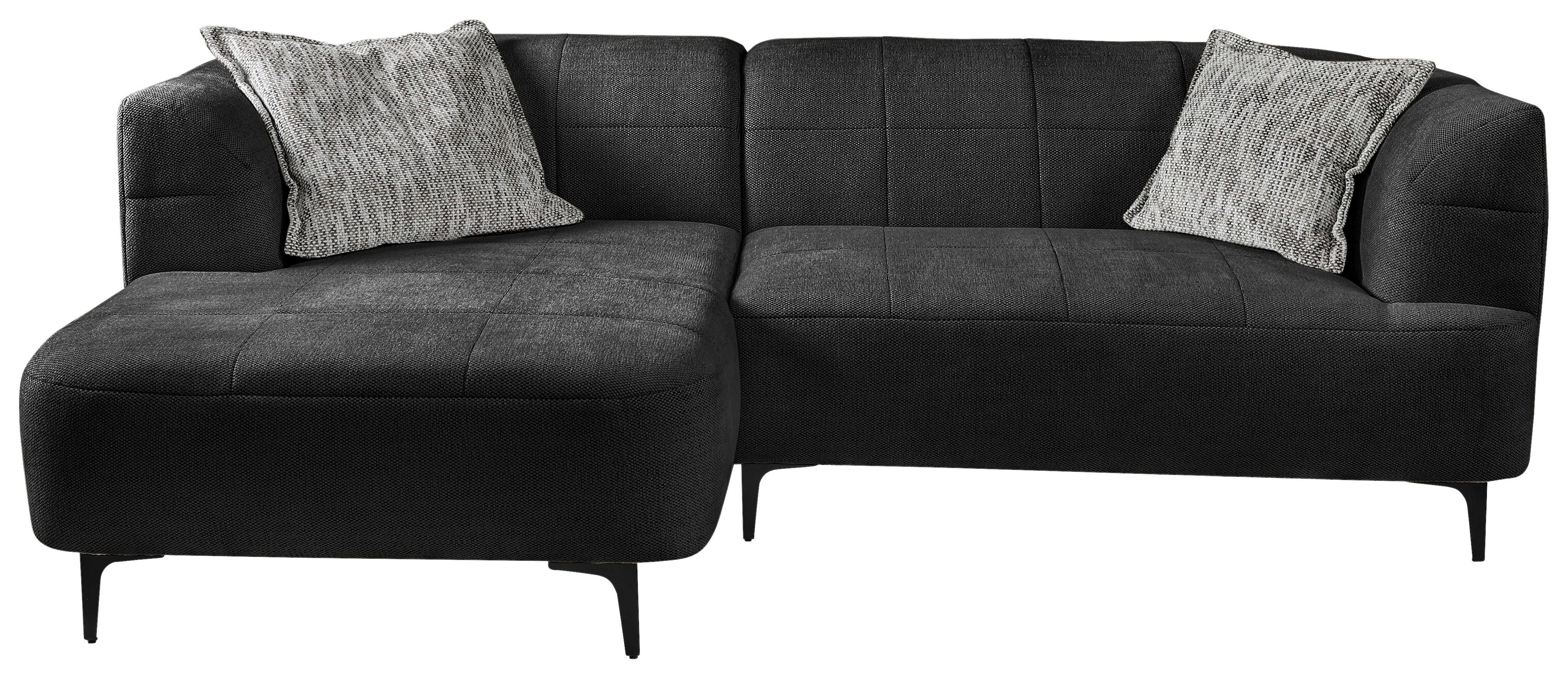 Ecksofa Lou Dunkelgrün/Schwarz, 247 cm - Dunkelgrün/Schwarz, Design, Textil (158/247cm) - MID.YOU