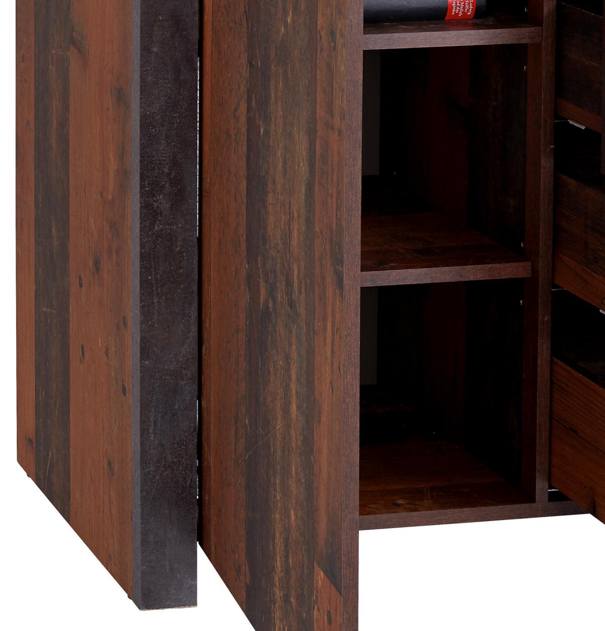 Kommode B: 162 Cm Ontario, Betonoptik Dunkel - Eichefarben/Dunkelgrau, MODERN, Holzwerkstoff (162/86/41,5cm) - Ondega