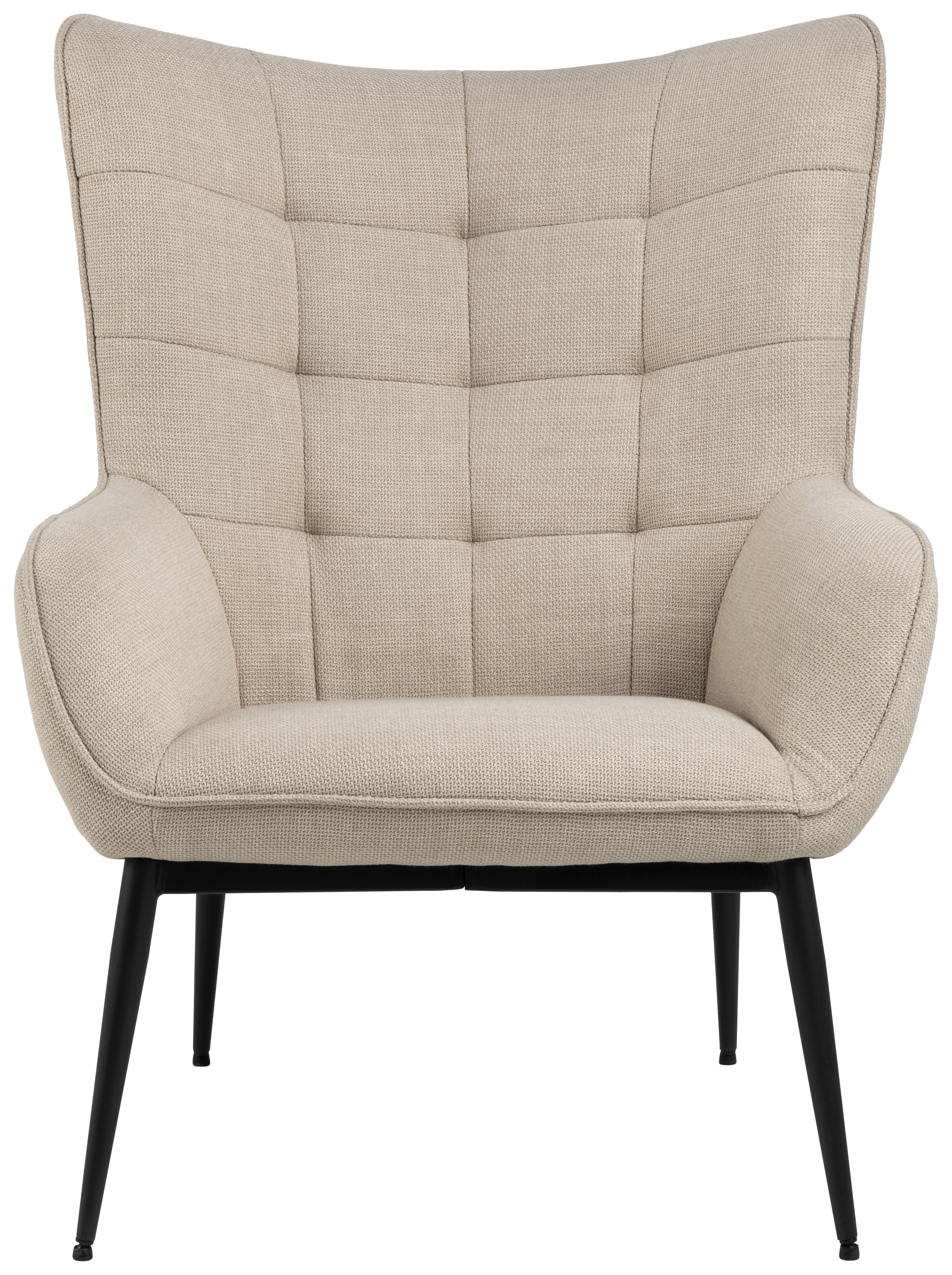 Ohrensessel Redding - Beige/Schwarz, Design, Textil (76,5/99/89,5cm) - MID.YOU