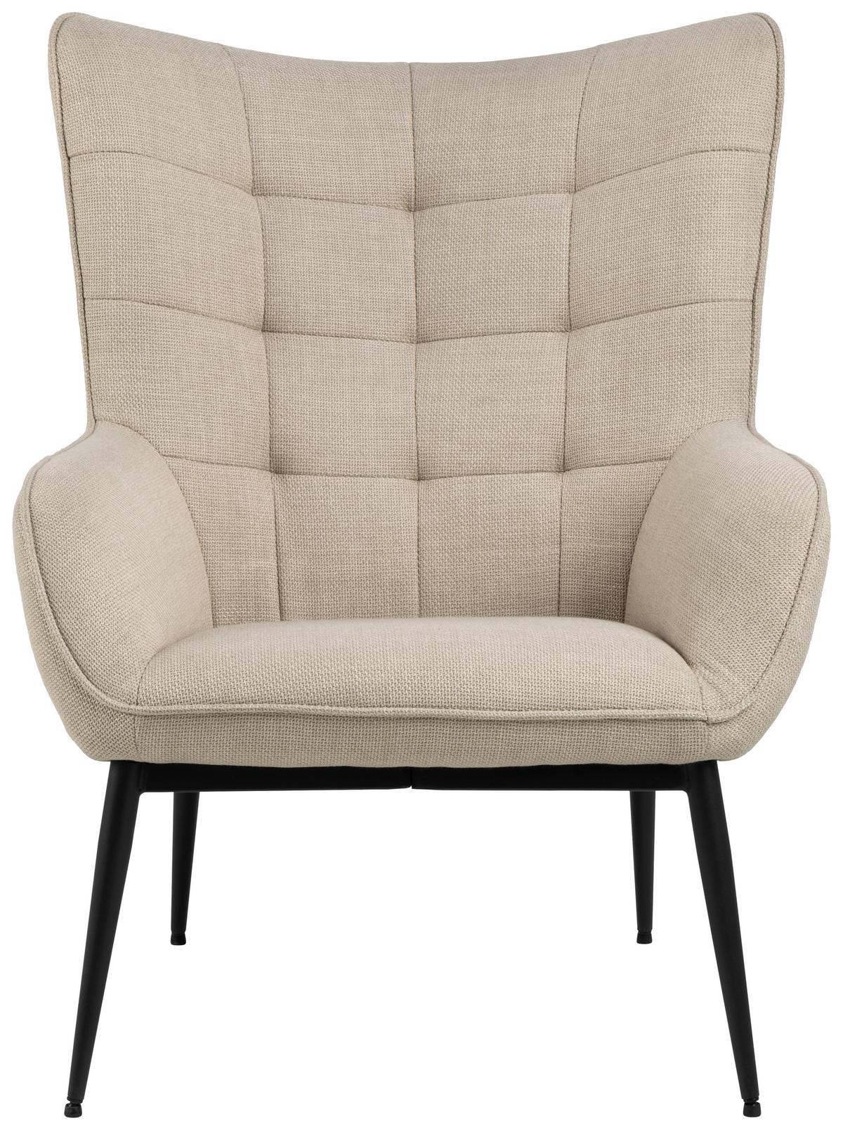 Ohrensessel Redding - Beige/Schwarz, Design, Textil (76,5/99/89,5cm) - MID.YOU