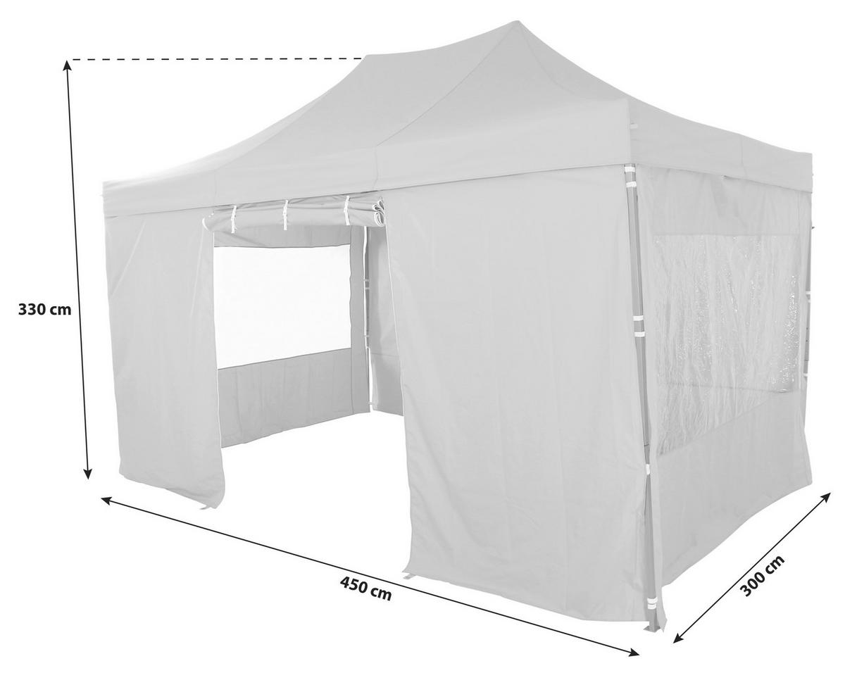 Pavillon L30550 450x300 cm Mit Seitenwände - Grau, KONVENTIONELL, Textil/Metall (450/330/300cm) - Siena Garden