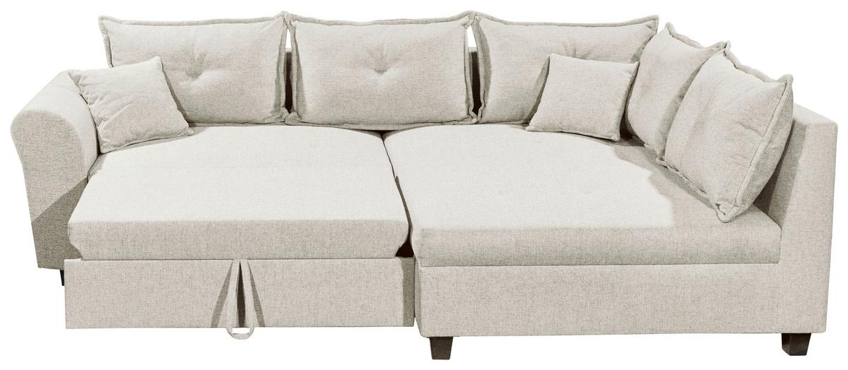 Ecksofa Liz Beige S: 252x175 cm - Beige/Schwarz, MODERN, Textil (252/175cm) - Livetastic