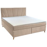 Boxbett Mit Topper 180x200 Cm Lucia - Beige, Basics, Holzwerkstoff/Textil (180/200cm) - Livetastic