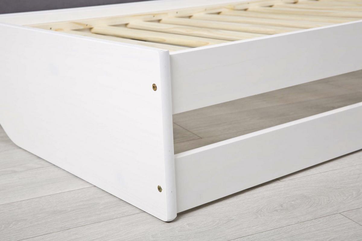 Ausziehbett mit Lattenrost Massiv 90x200 cm Lotar Weiß - Weiß/Naturfarben, KONVENTIONELL, Holz (90/200cm) - MID.YOU