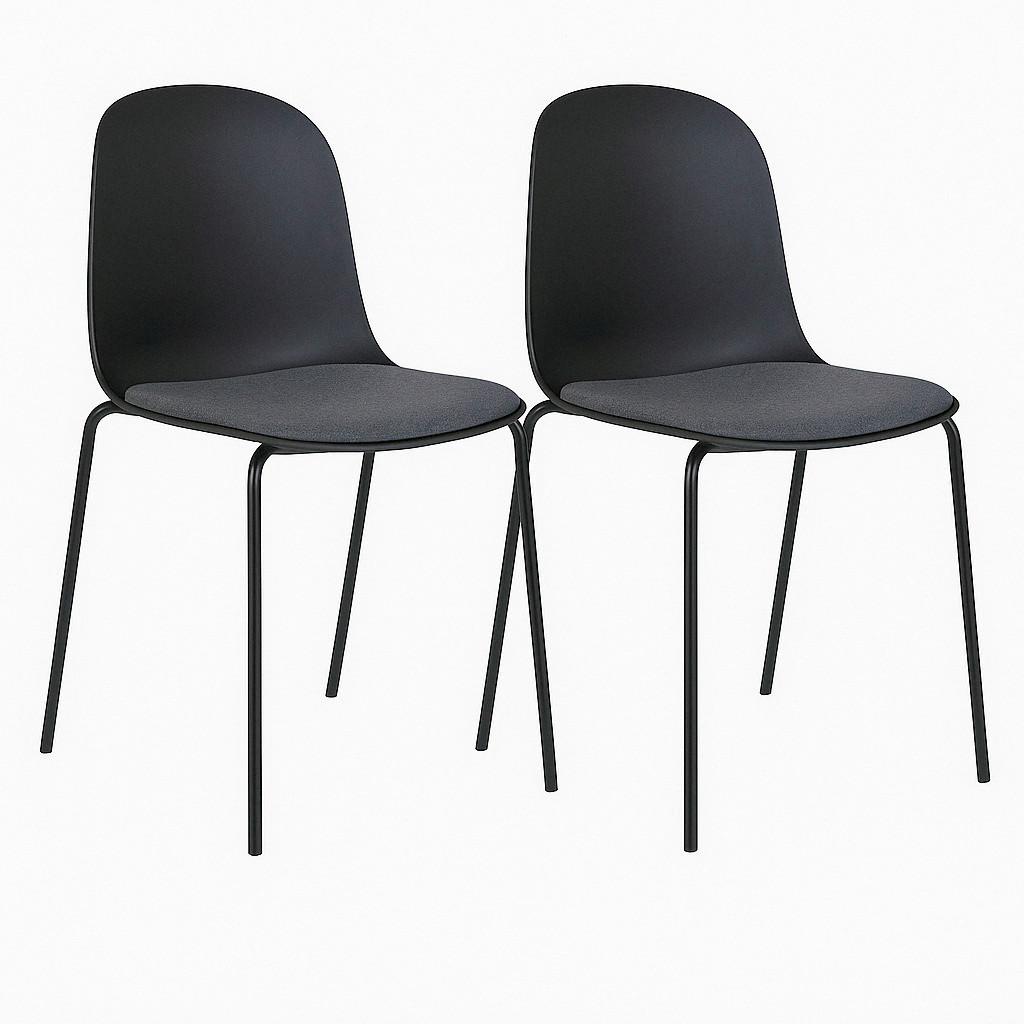 Stuhl-set Madalena Schwarz B: 48 Cm - Schwarz, MODERN, Kunststoff/Metall (48/86/56cm) - MID.YOU