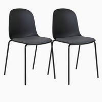 Stuhl-Set Madalena Schwarz B: 48 cm - Schwarz, MODERN, Kunststoff/Metall (48/86/56cm) - MID.YOU