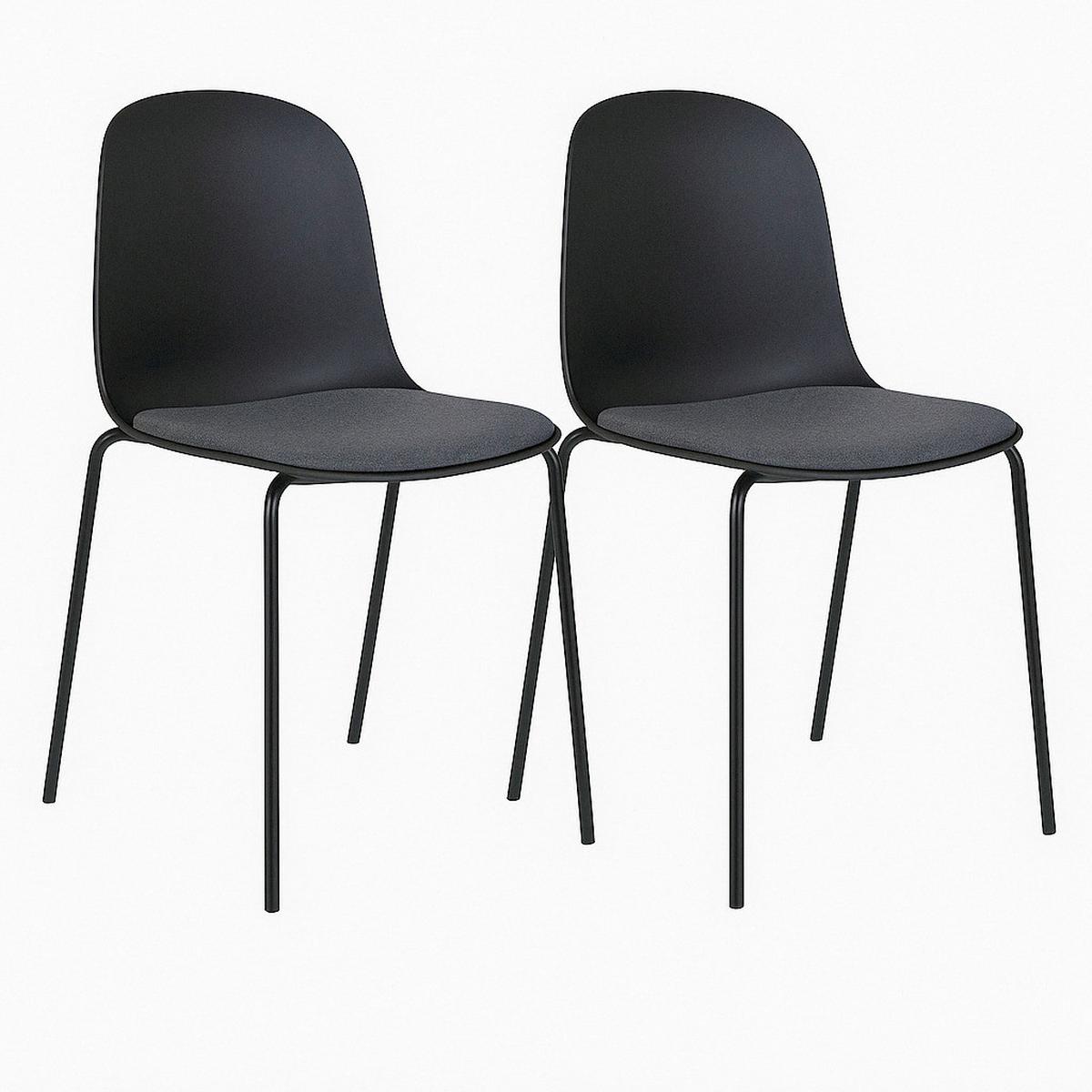 Stuhl-Set Madalena Schwarz B: 48 cm - Schwarz, MODERN, Kunststoff/Metall (48/86/56cm) - MID.YOU