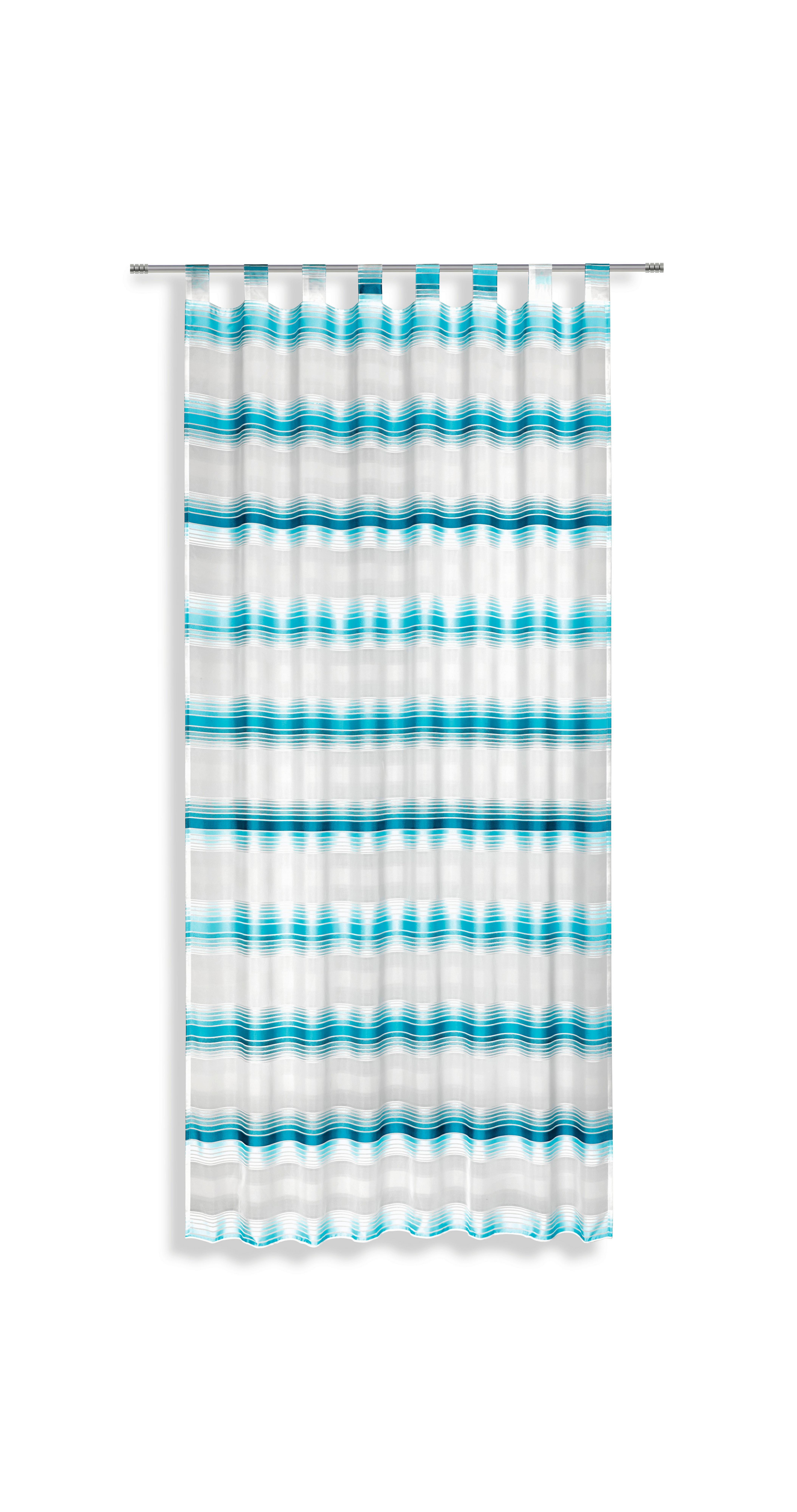 Vorhang mit Schlaufen und Band Fianna 140x245 cm Blau/ Weiß - Blau/Weiß, KONVENTIONELL, Textil (140/245cm) - Luca Bessoni