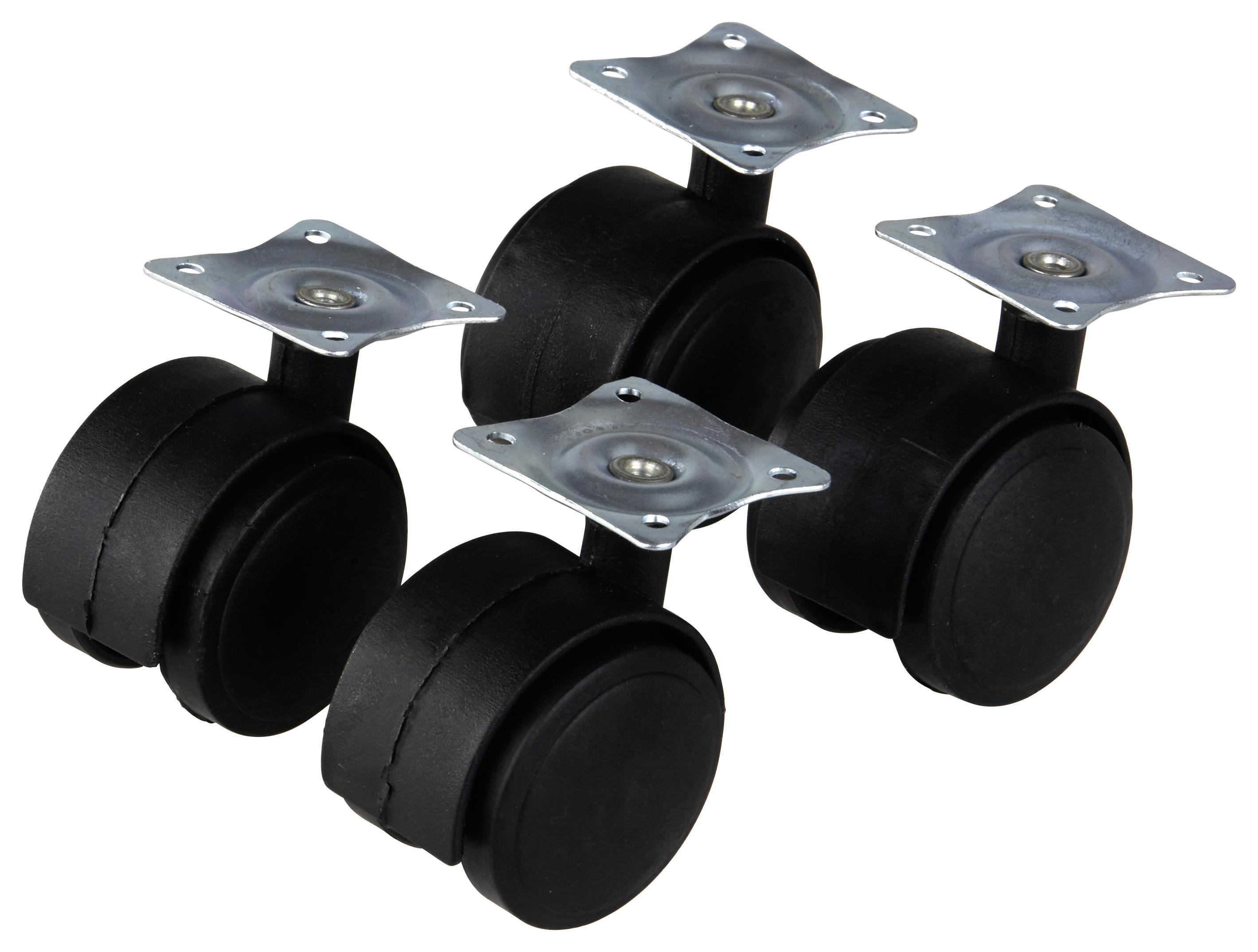 Lenkrollen Möbel Kunststoff Schwarz 4stück Ø 4cm Universal - KONVENTIONELL, Kunststoff (4cm)