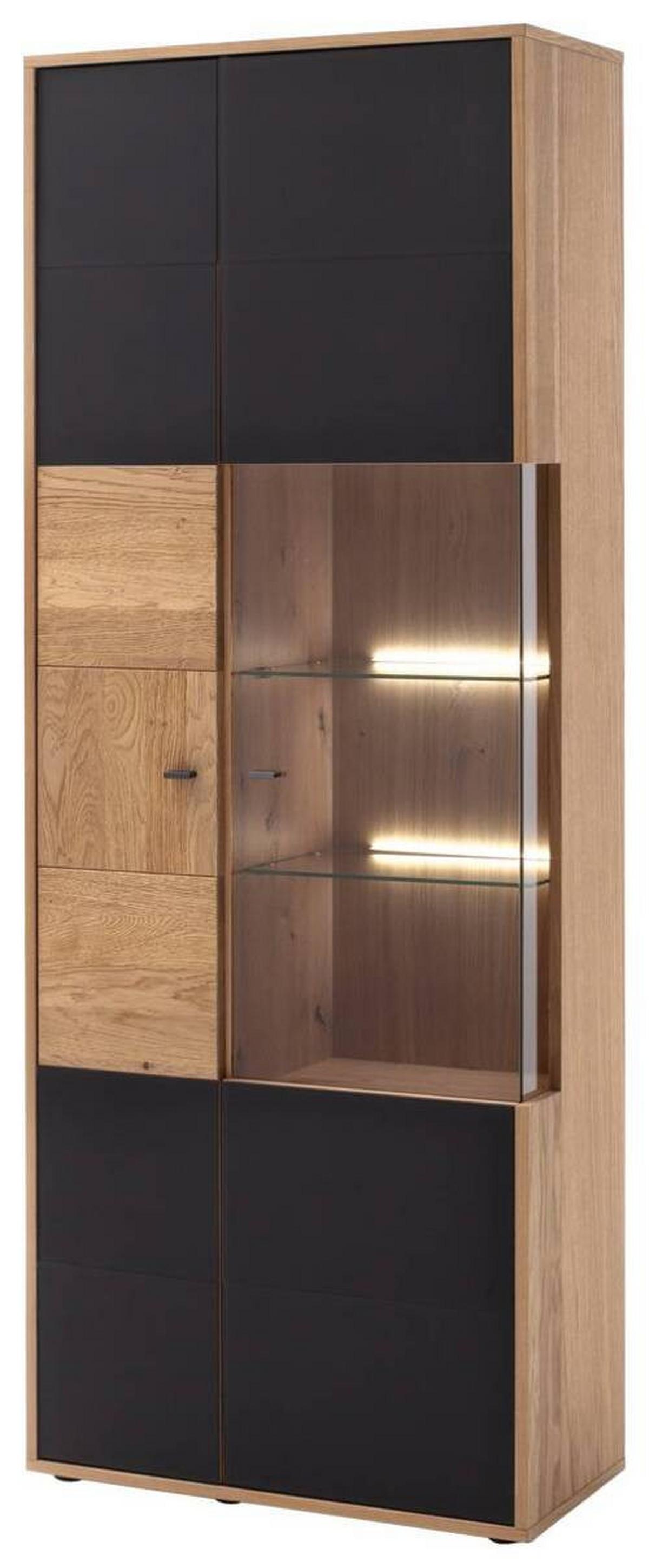Vitrine Valencia B: 79 cm Anthrazit/Eichefarben - Eiche Bianco/Anthrazit, Design, Glas/Holz (79/207/37cm) - MID.YOU