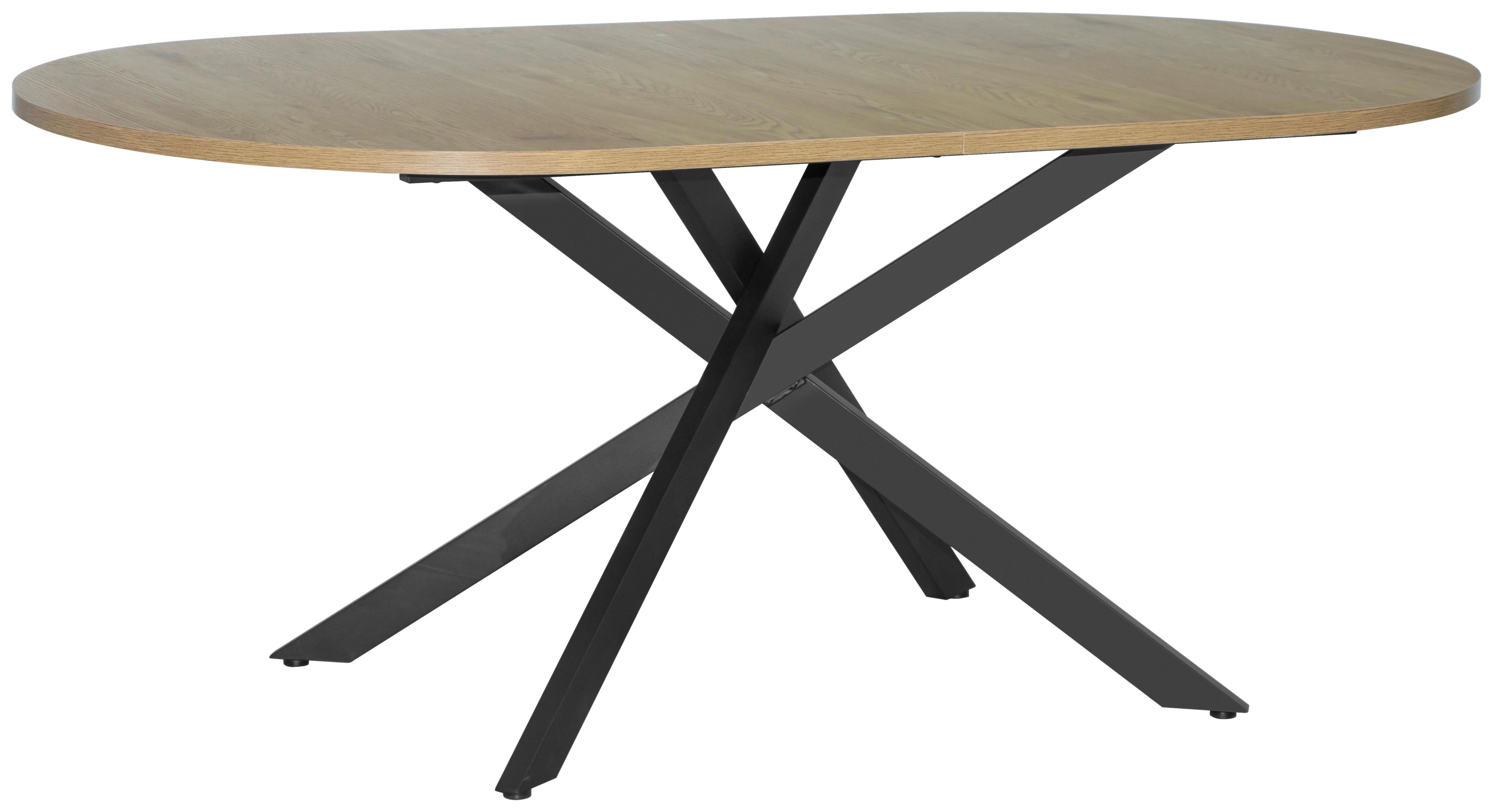 Esstisch Paulo 180 Eichefarben B: 180 cm - Eichefarben/Schwarz, KONVENTIONELL, Holzwerkstoff/Metall (180/75/100cm) - MID.YOU