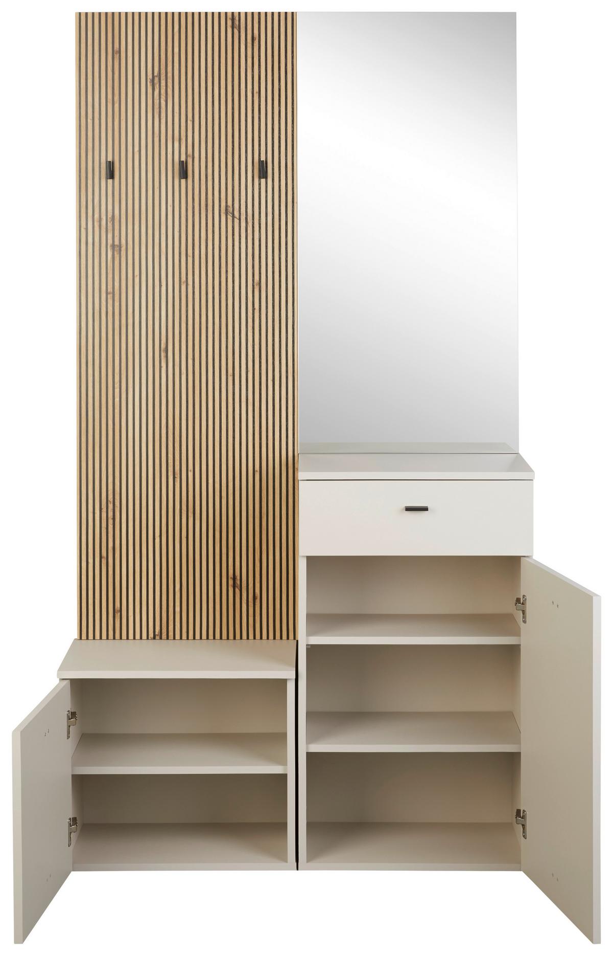 Garderobe Erika Eichefarben Kaschmir  B:100 cm - Kaschmir/Eiche Artisan, MODERN, Glas/Holzwerkstoff (100/192,1/36,6cm)