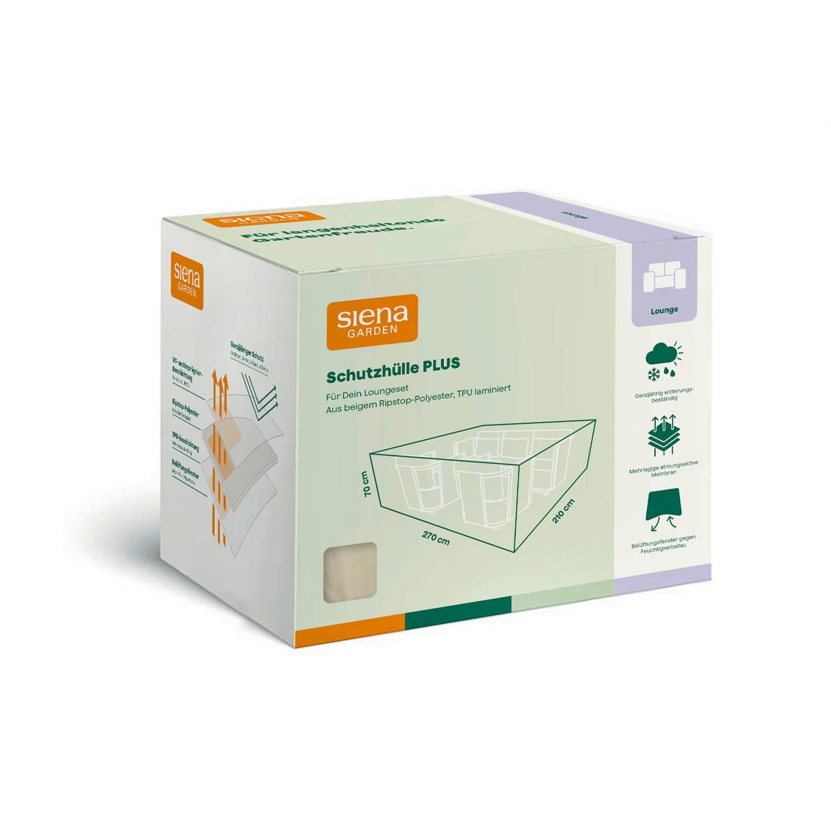 Schutzhülle Plus Loungesethülle - Beige, MODERN, Kunststoff (210/70/270cm) - Siena Garden