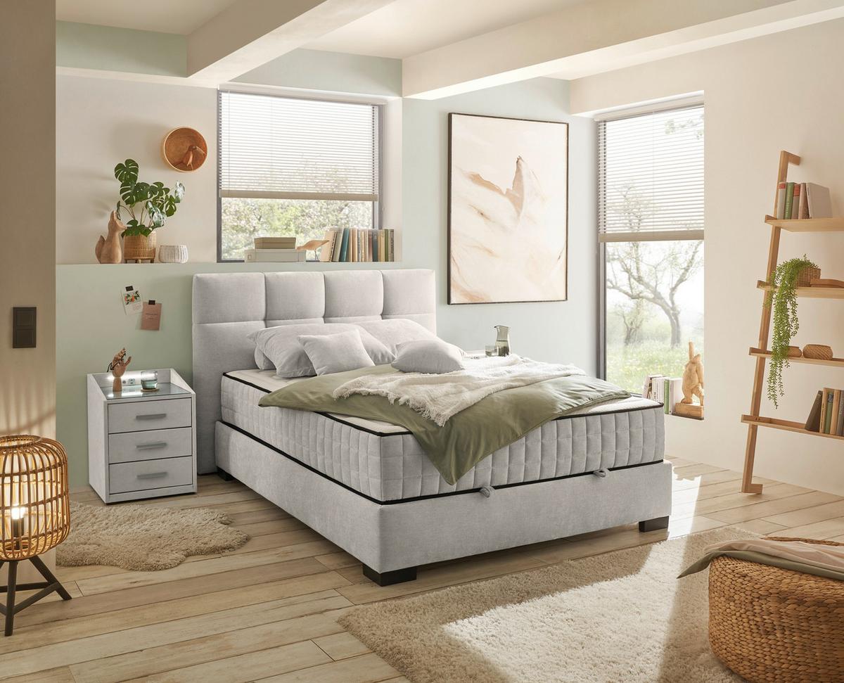 Boxbett Nagol A - Beige/Schwarz, MODERN, Holzwerkstoff/Textil (140/200cm) - MID.YOU