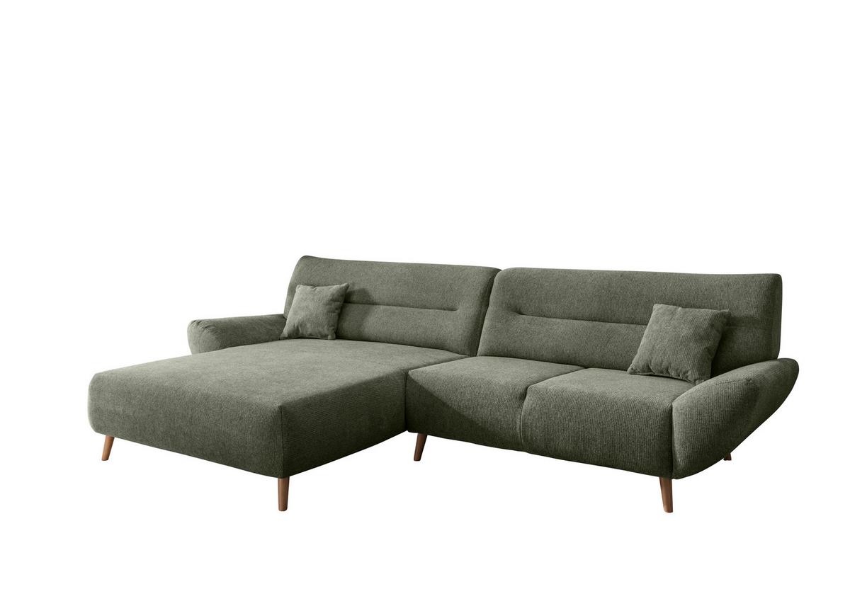Ecksofa Chenille Dunkelgrün S: 166x290 cm - Wildeiche/Dunkelgrün, MODERN, Textil (166/290cm) - MID.YOU