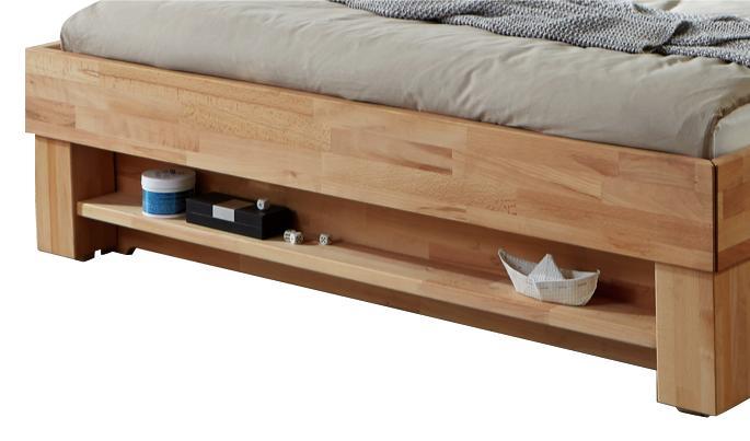 Bettregal Julia 123 cm Buche Massiv - Buchefarben/Naturfarben, Design, Holz (123/10/22cm)