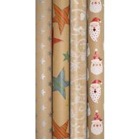 Geschenkpapier Weihnachten 4 motive 70x200 cm - Braun/Grün, Basics, Papier (70/200cm)