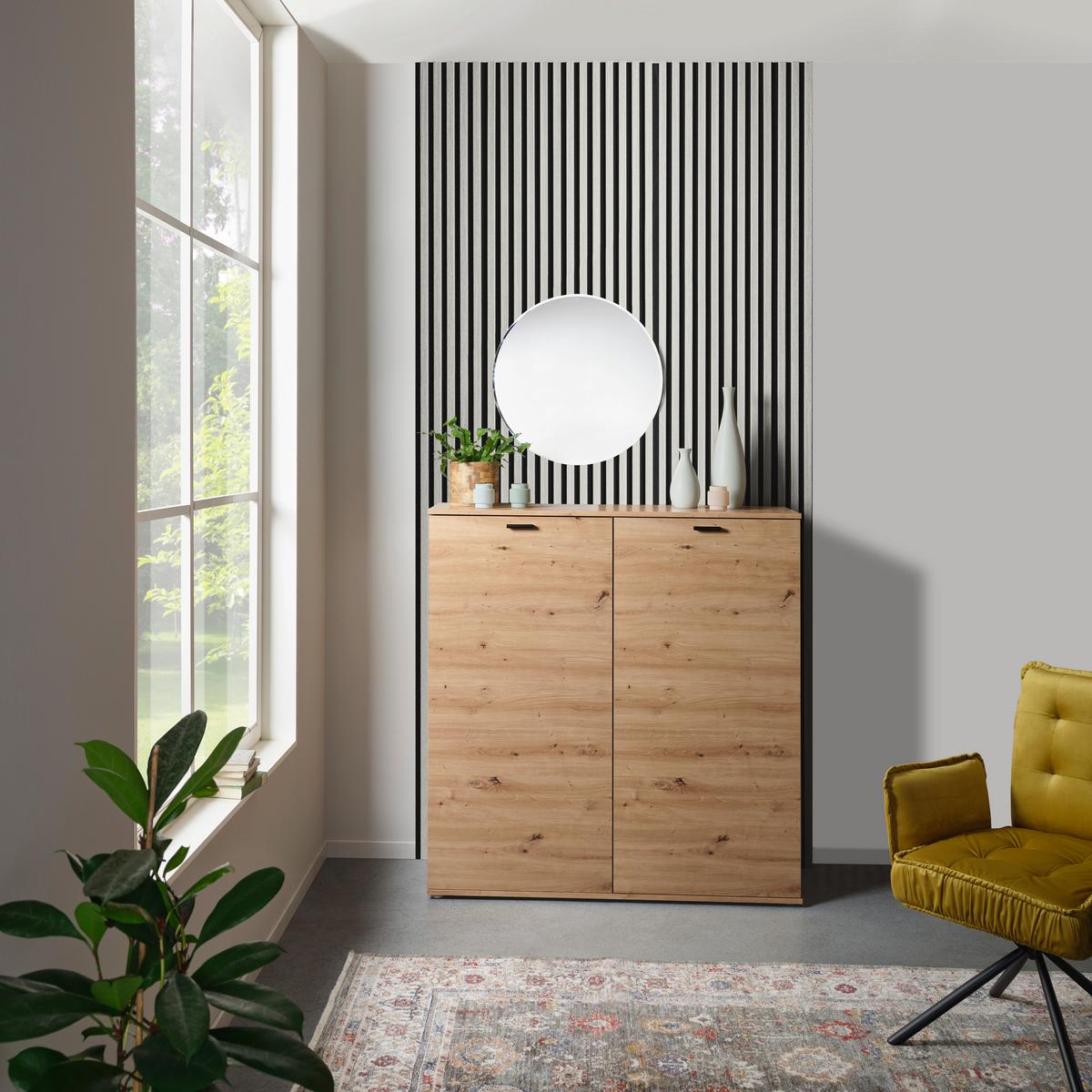 Akustikpaneel Josef - Eichefarben/Weiß, MODERN, Holzwerkstoff/Kunststoff (90/60/2cm)