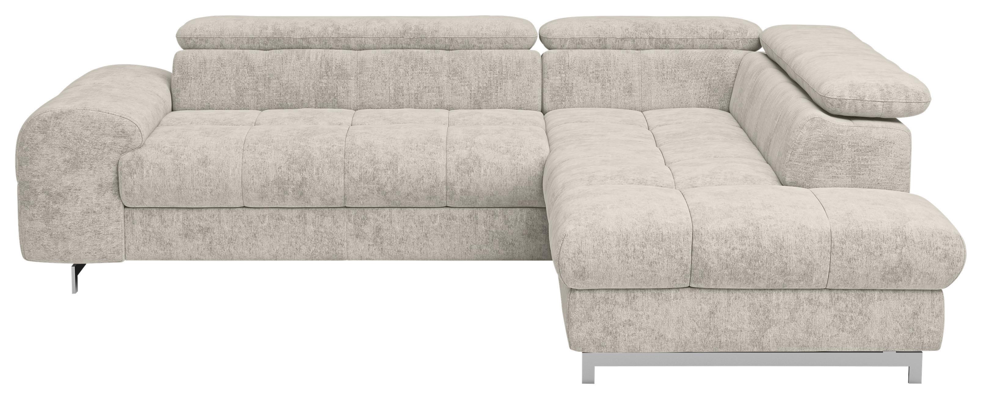 Ecksofa mit Schlaffunktion Cloud + Grau - Chromfarben/Grau, KONVENTIONELL, Textil (257/206cm) - Livetastic
