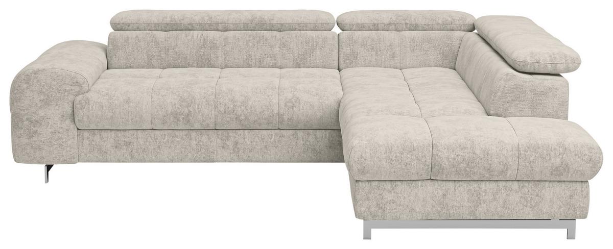 Ecksofa mit Schlaffunktion Cloud + Grau - Chromfarben/Grau, KONVENTIONELL, Textil (257/206cm) - Livetastic