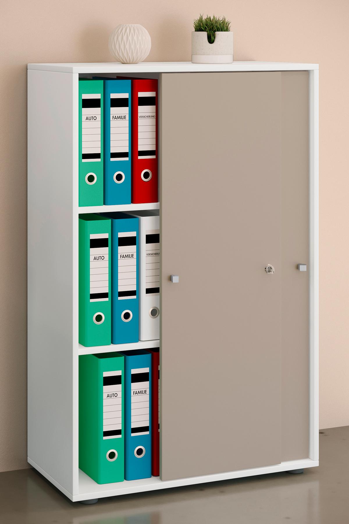 Aktenschrank Lona Grau, Weiß B: 70 cm - Weiß/Grau, Design, Holzwerkstoff (70/110/39cm) - MID.YOU