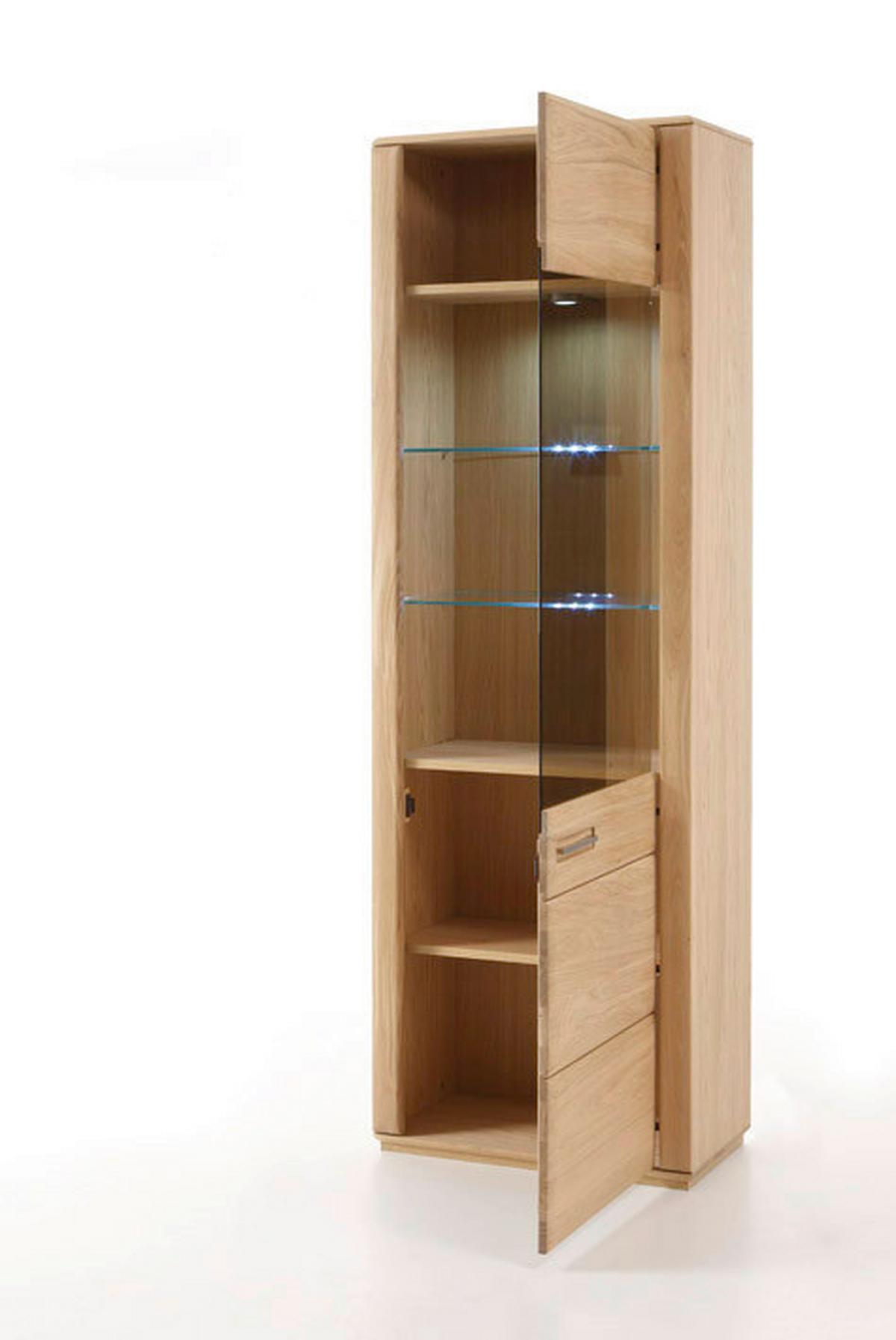 Vitrine teilmassiv B: 69 cm Sena Eichefarben - Eichefarben, Design, Glas/Holz (69/209/38cm) - Livetastic