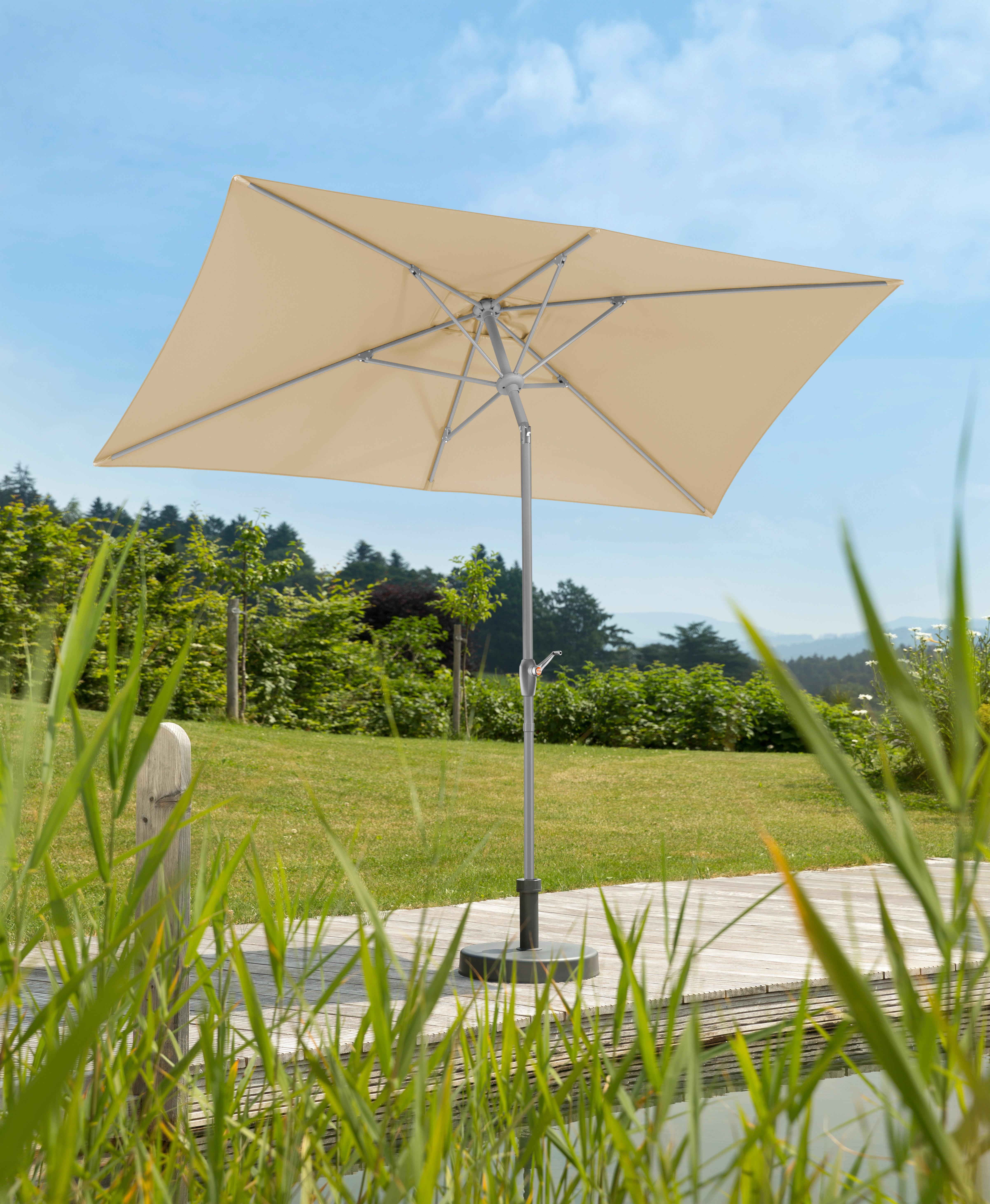 Sonnenschirm Porto BxHxT: 200x250x300 cm Naturfarben - Silberfarben/Naturfarben, Basics, Textil/Metall (200/250/300cm) - Schneider