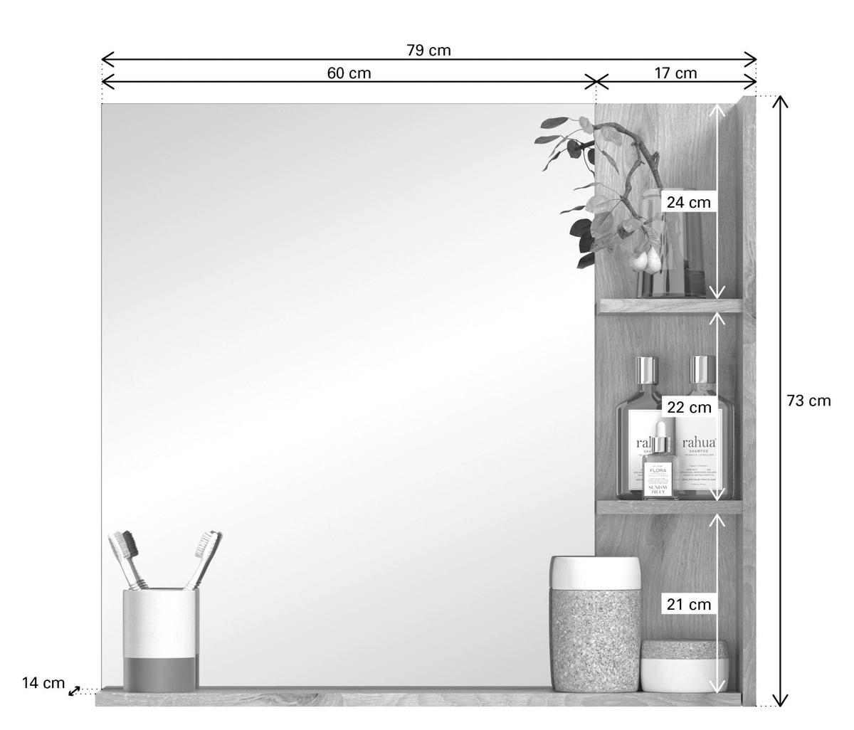 Badezimmer Mason Eiche Dekor Grau - Eichefarben/Weiß Hochglanz, MODERN, Glas/Keramik (140cm) - MID.YOU