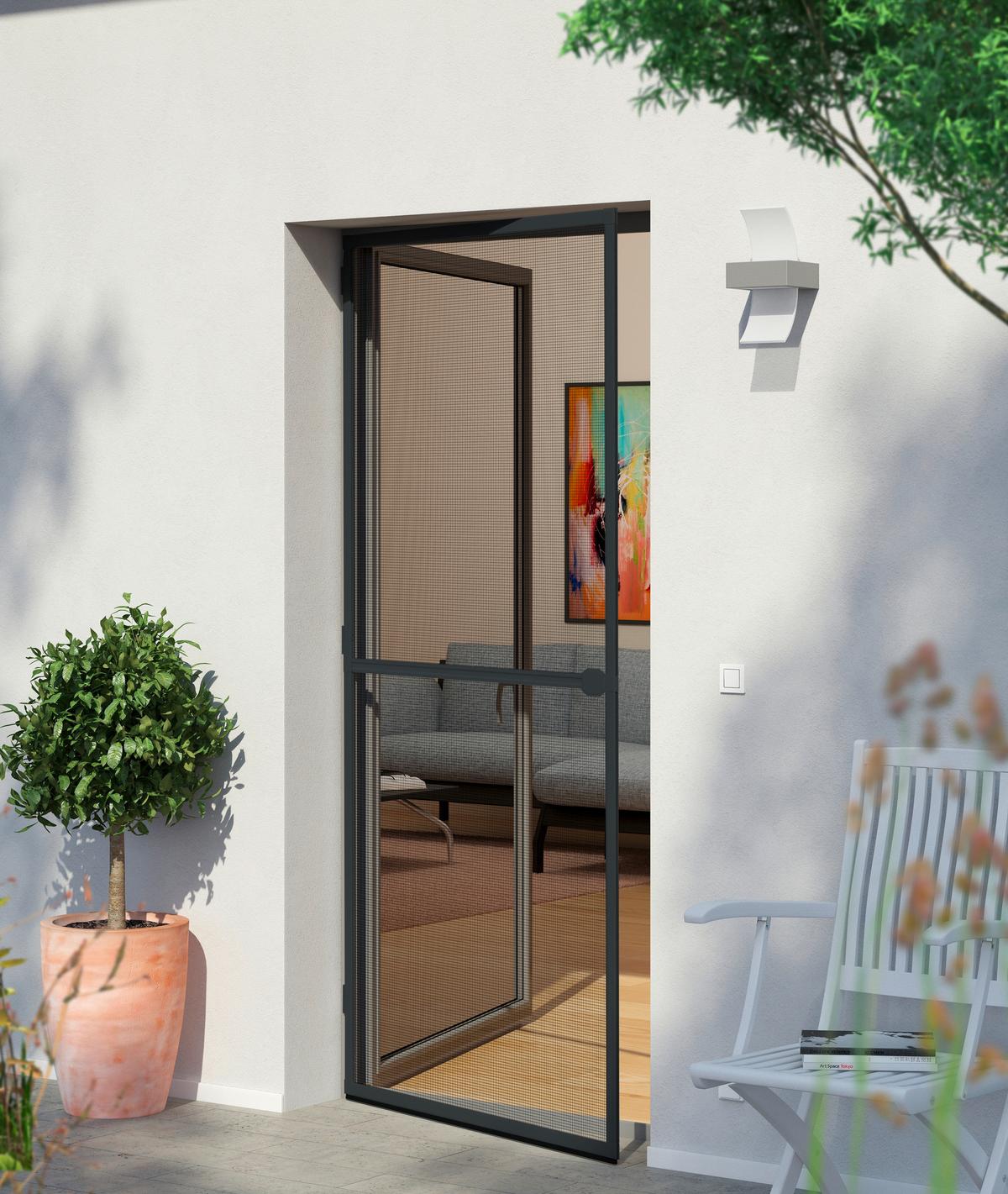 Insektenschutzgitter Rahmentür 100x210 Cm - Anthrazit, KONVENTIONELL, Kunststoff/Metall (100/210cm)