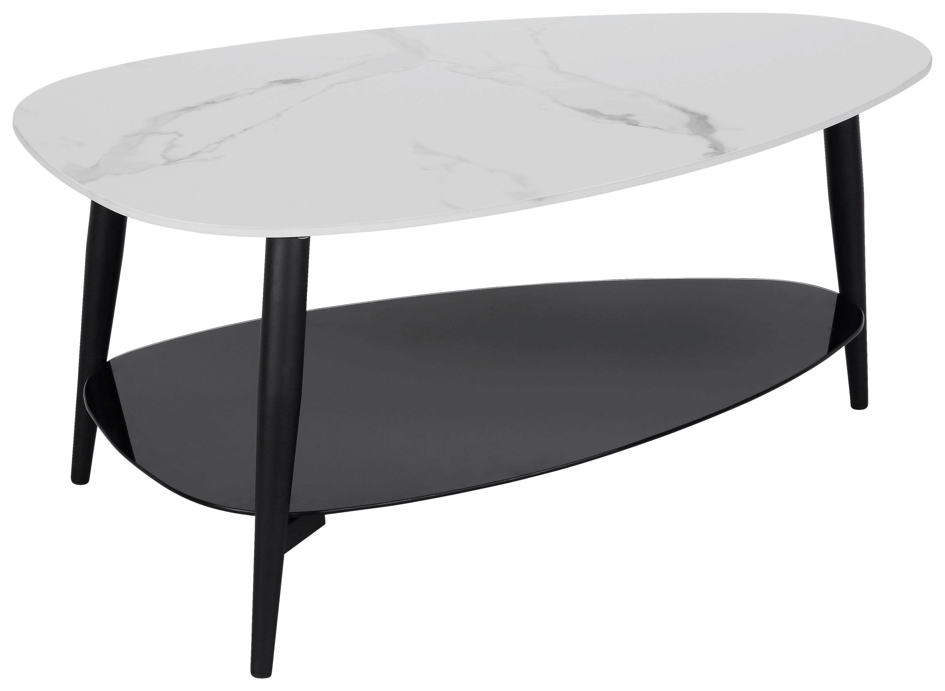 Couchtisch mit Ablageplatte Stone Weiß - Schwarz/Weiß, MODERN, Glas/Keramik (90/41/57cm)