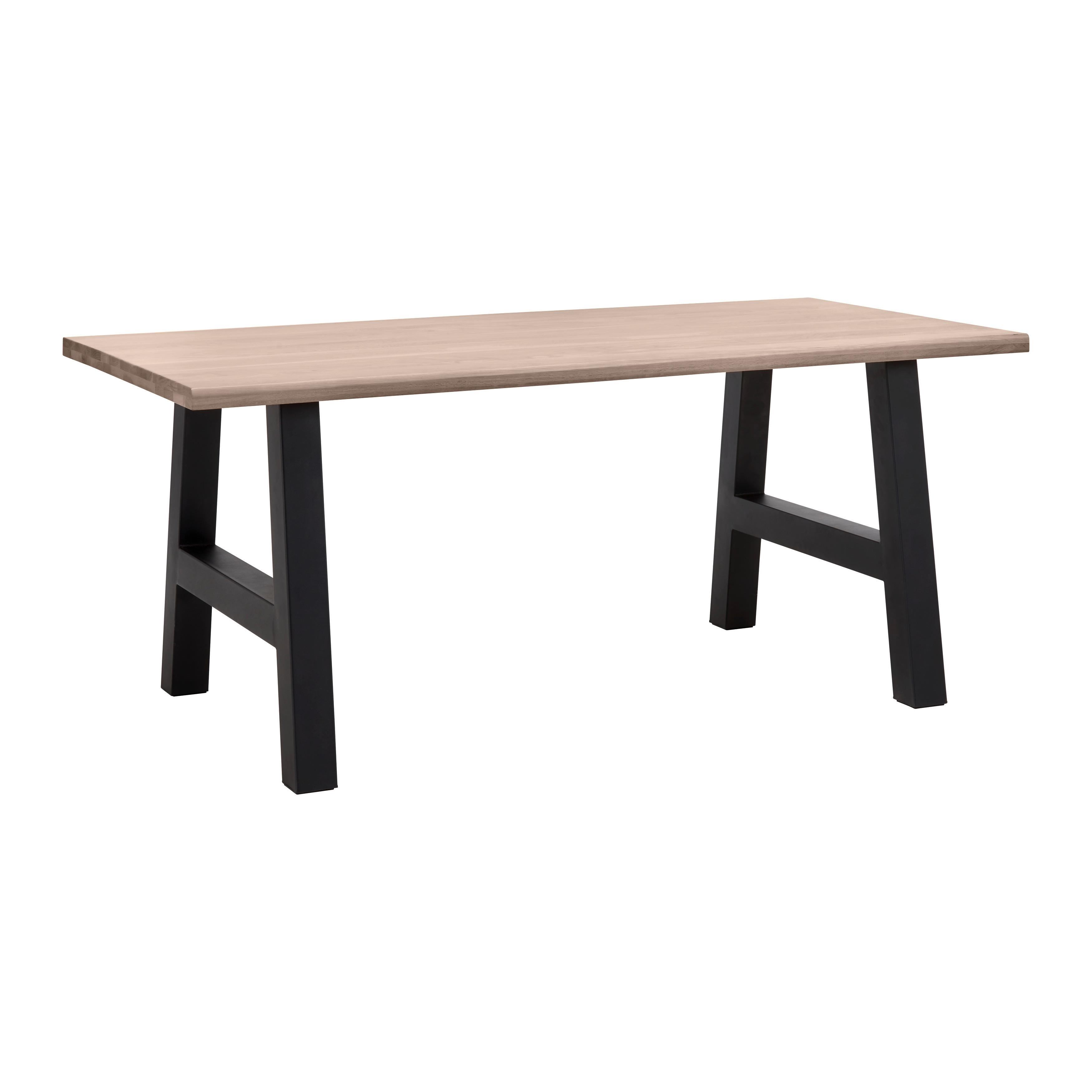 Jedálenský stôl PAULINA masív dub 180x90 cm - čierna/farba duba, Modern, kov/drevo (180/90/76cm) - Bessagi Home