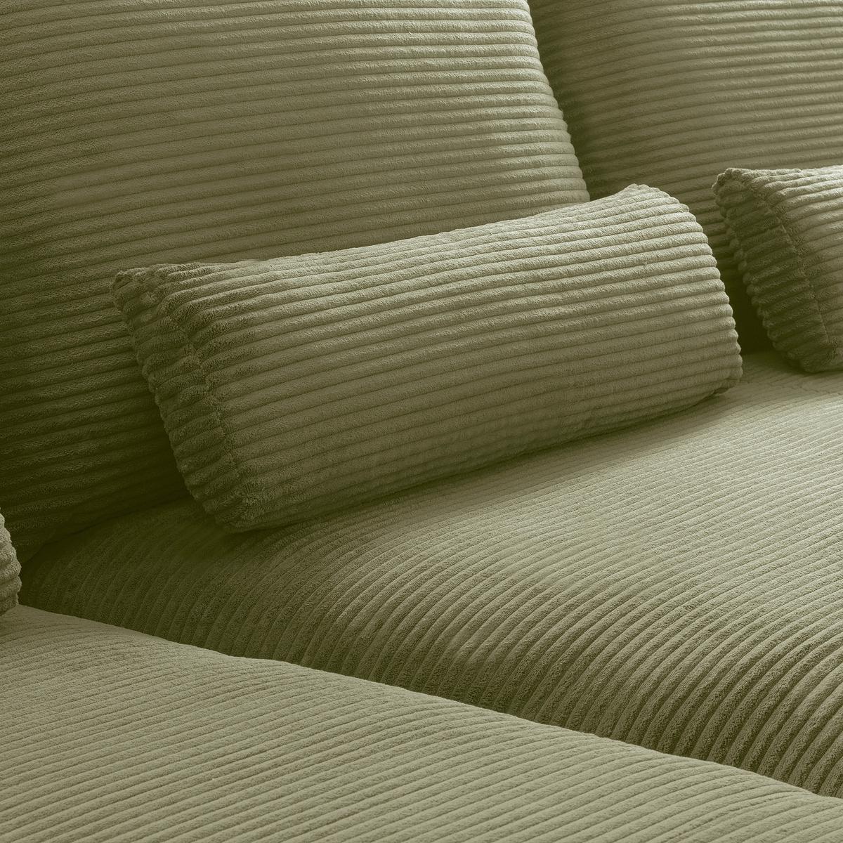 Ecksofa Berlin Cord Olivgrün 172x313 cm - Schwarz/Olivgrün, Design, Textil (172/313cm) - P & B