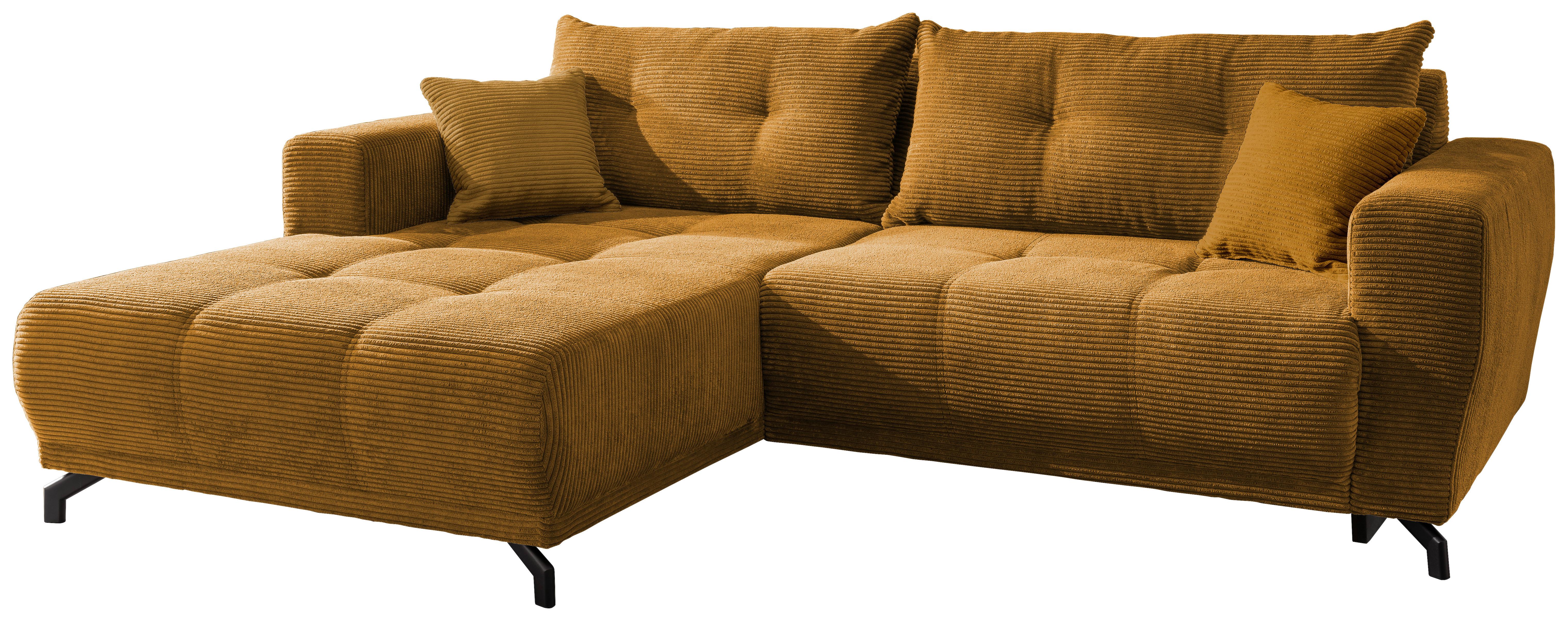 Ecksofa mit Schlaffunktion Restato Goldfarben - Goldfarben/Schwarz, MODERN, Holz/Textil (177/246cm) - MID.YOU