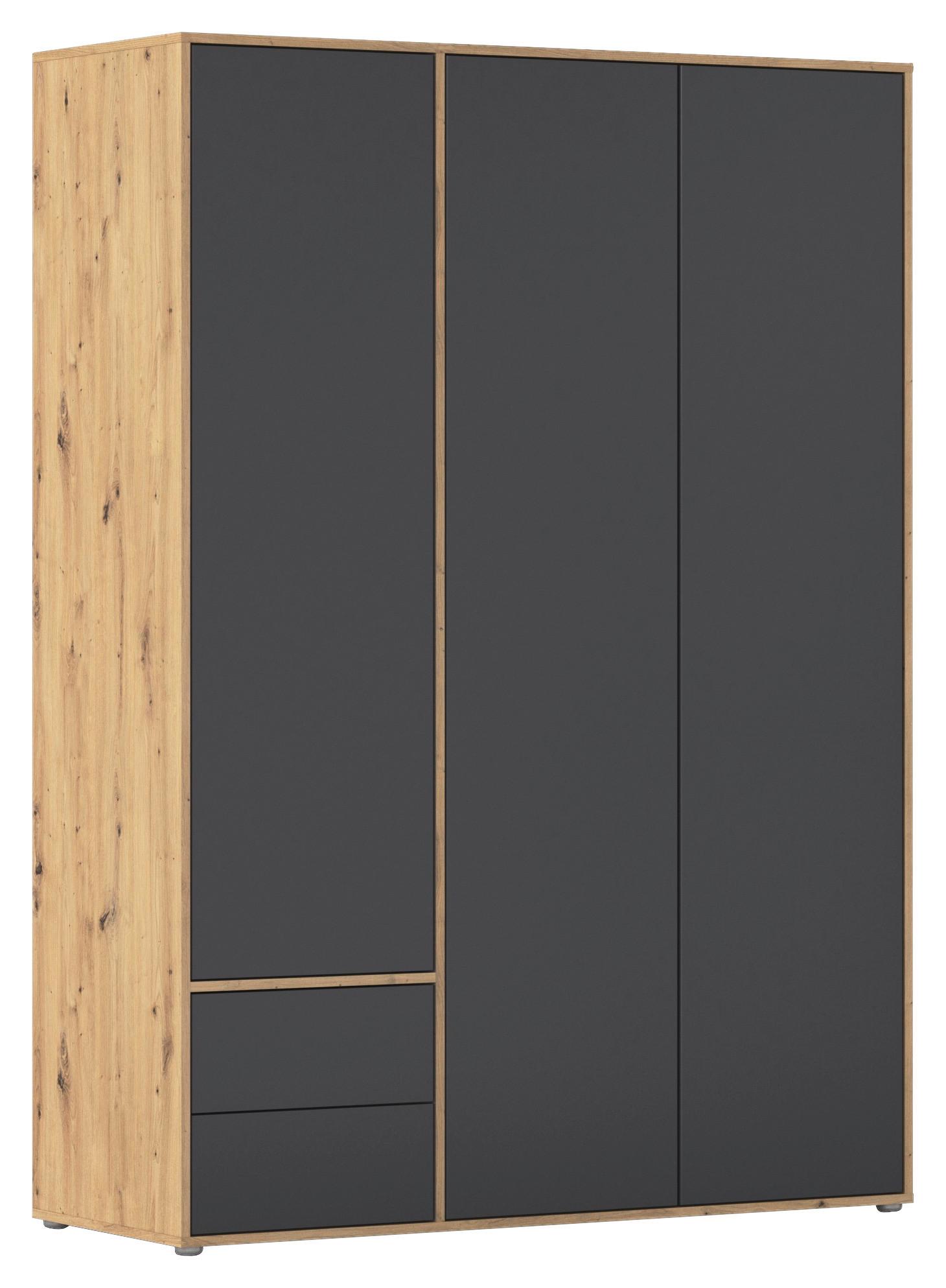 Drehtürenschrank Nabila Grau Eiche Artisan Dek. - Eiche Artisan/Grau, MODERN, Holzwerkstoff (140/194/53cm) - Rauch Möbel