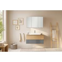 Badezimmer Verona Grau/Wildeiche 2-teilig - Wildeiche/Weiß, Trend, Glas/Holzwerkstoff (100/200/47cm) - Held