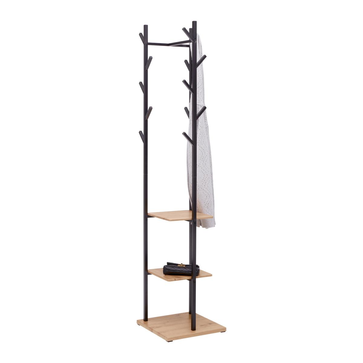 STOJAN DO ŠATNY LUGO -EXKLUSIV- - černá, Moderní, kov/kompozitní dřevo (40/182/40cm) - Mömax