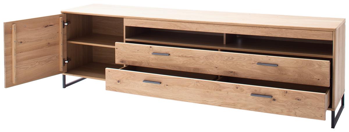 Wohnkombination Teilmassiv 2--Teilig. Portland Eichefarben - Eichefarben/Schwarz, Design, Holz/Holzwerkstoff (265/183/50cm) - Livetastic