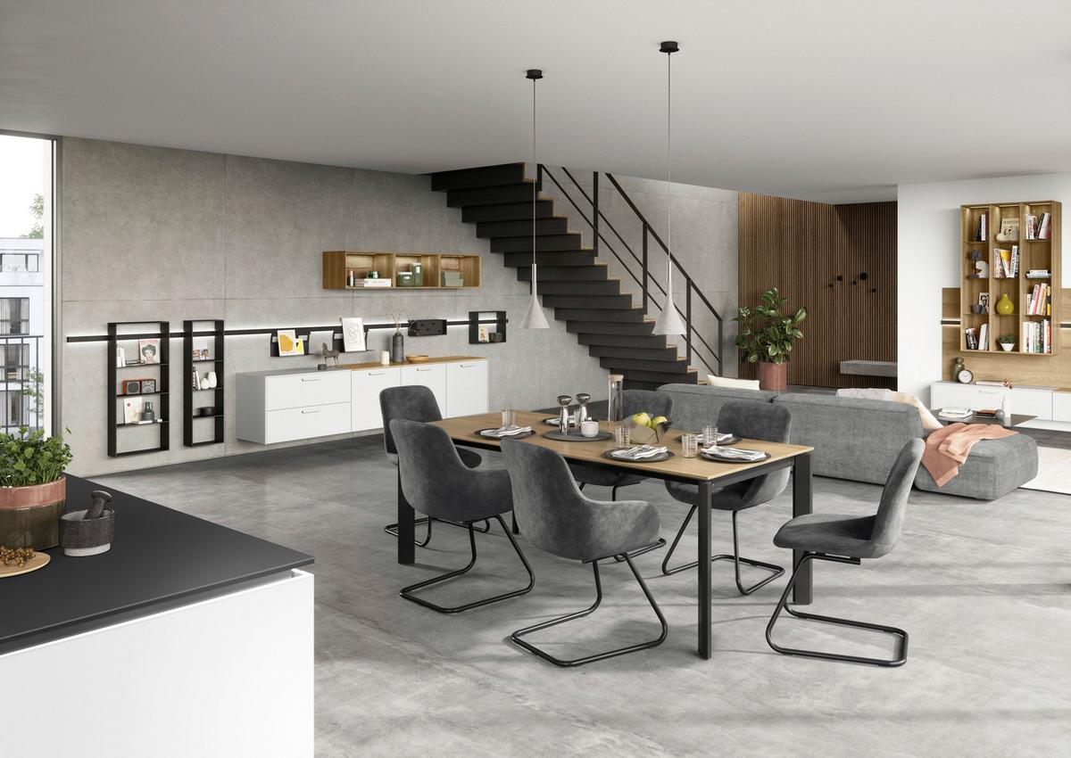 STOLIČKA SWING-CH - čierna/sivá, Basics, kov/textil (51/89/61cm) - Celina Home