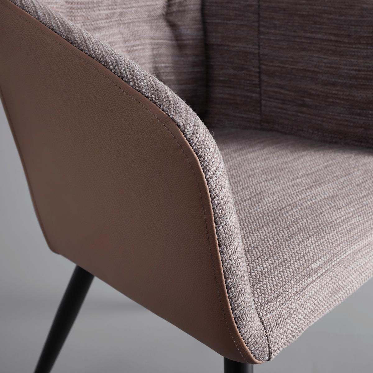 Jedálenská stolička Bianco pravá koža hnedá - hnedá/čierna, Modern, kov/koža (55,5/75,5/58cm) - Bessagi Home