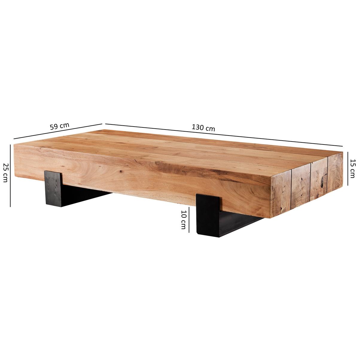 COUCHTISCH WL5.602 - Schwarz/Akaziefarben, Design, Holz/Metall (130/59/25cm) - MID.YOU