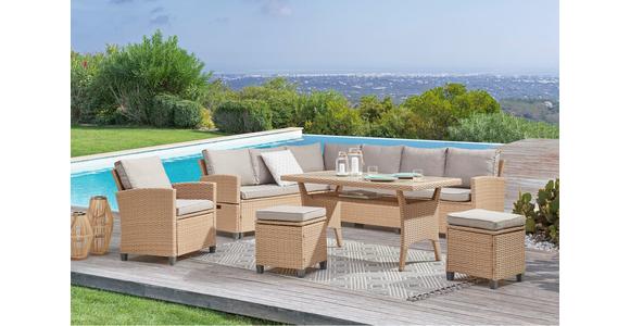 Loungegarnitur 6-Tlg. Porto- Multi, Polyrattan mit Kissen - Hellbraun/Grau, MODERN, Kunststoff/Textil (190/237cm) - Beldano