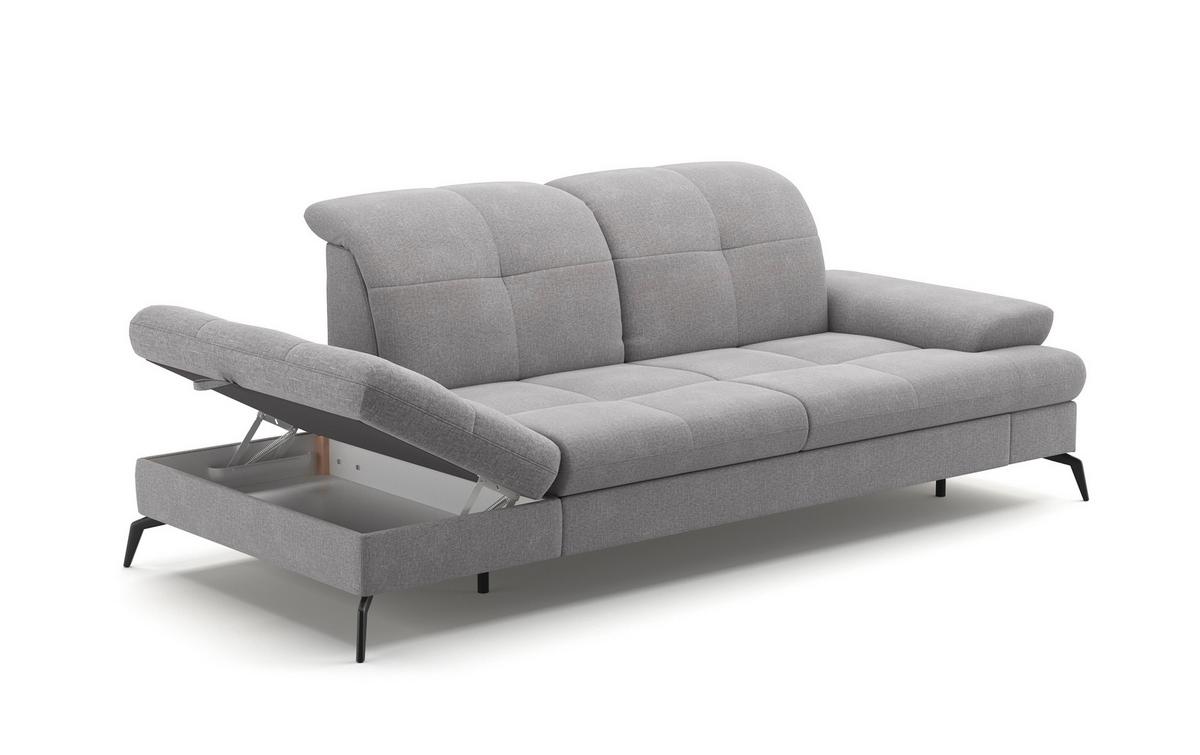 Récamiere Amica E, Hellgrau B: 231 cm - Hellgrau/Schwarz, KONVENTIONELL, Textil (231/90/122cm) - Sit & More