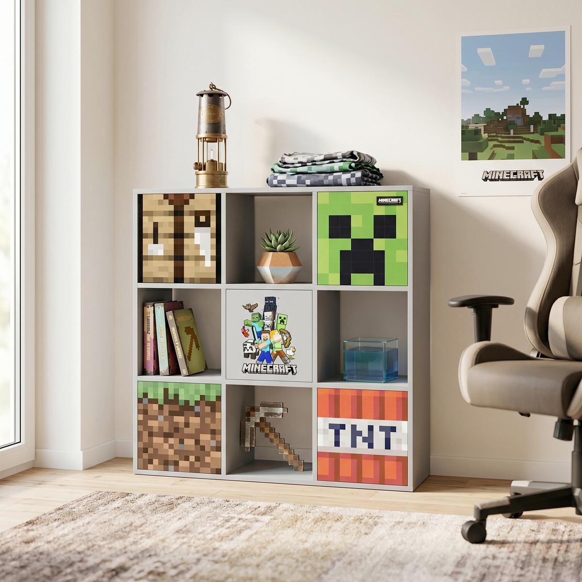 REGAL MINECRAFT - Multicolor/Grau, MODERN, Holzwerkstoff (90/90/30cm) - Minecraft