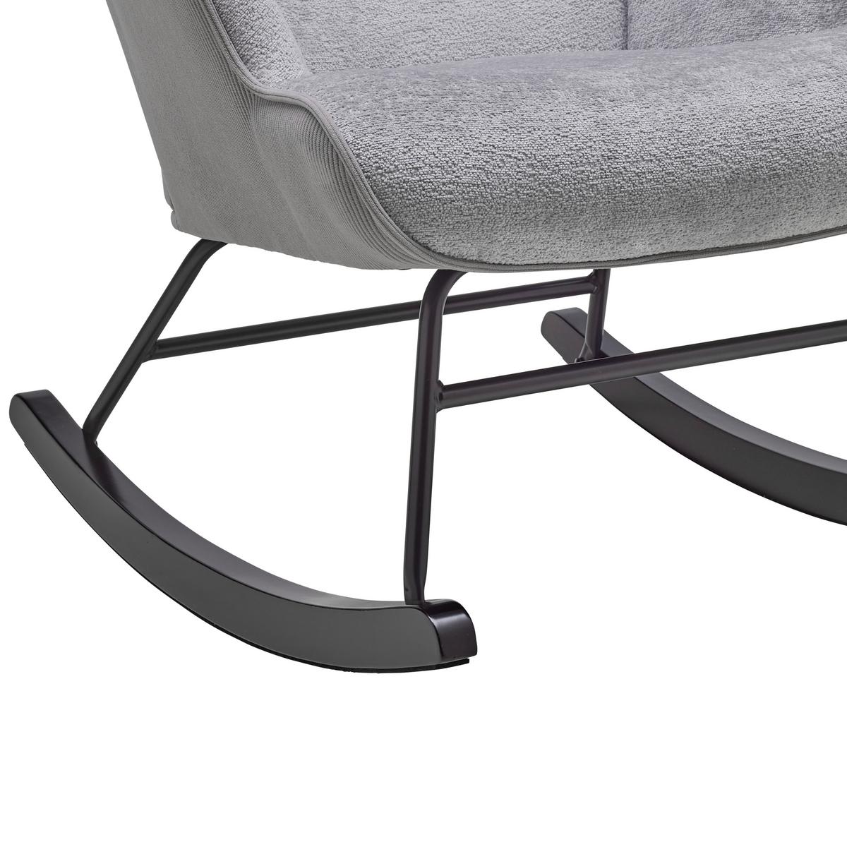Hojdacie kreslo ROCK, sivá, max. 140 kg - čierna/sivá, Modern, kov/drevo (66/90/77cm) - Mömax