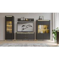 Wohnkombination Norica 4-teilig, Schwarz/Goldfarben - Goldfarben/Schwarz, Trend, Holzwerkstoff (331,2/201,2/40cm) - Sonnhaus
