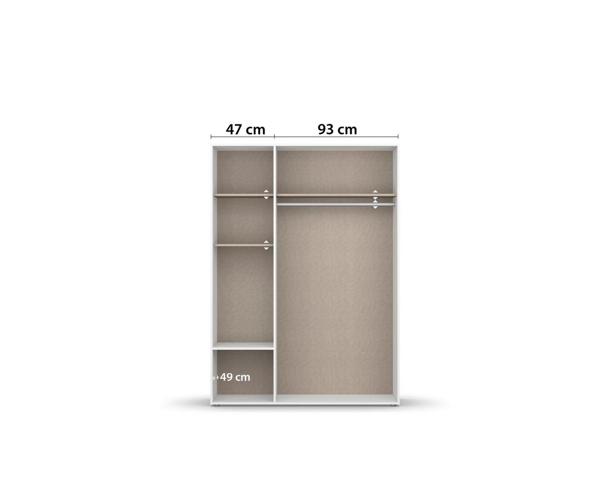 Drehtürenschrank Voyager Weiß,grau 140 cm - Weiß/Grau, MODERN, Holzwerkstoff (140/194/53cm) - Rauch Möbel